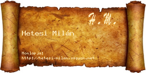 Hetesi Milán névjegykártya